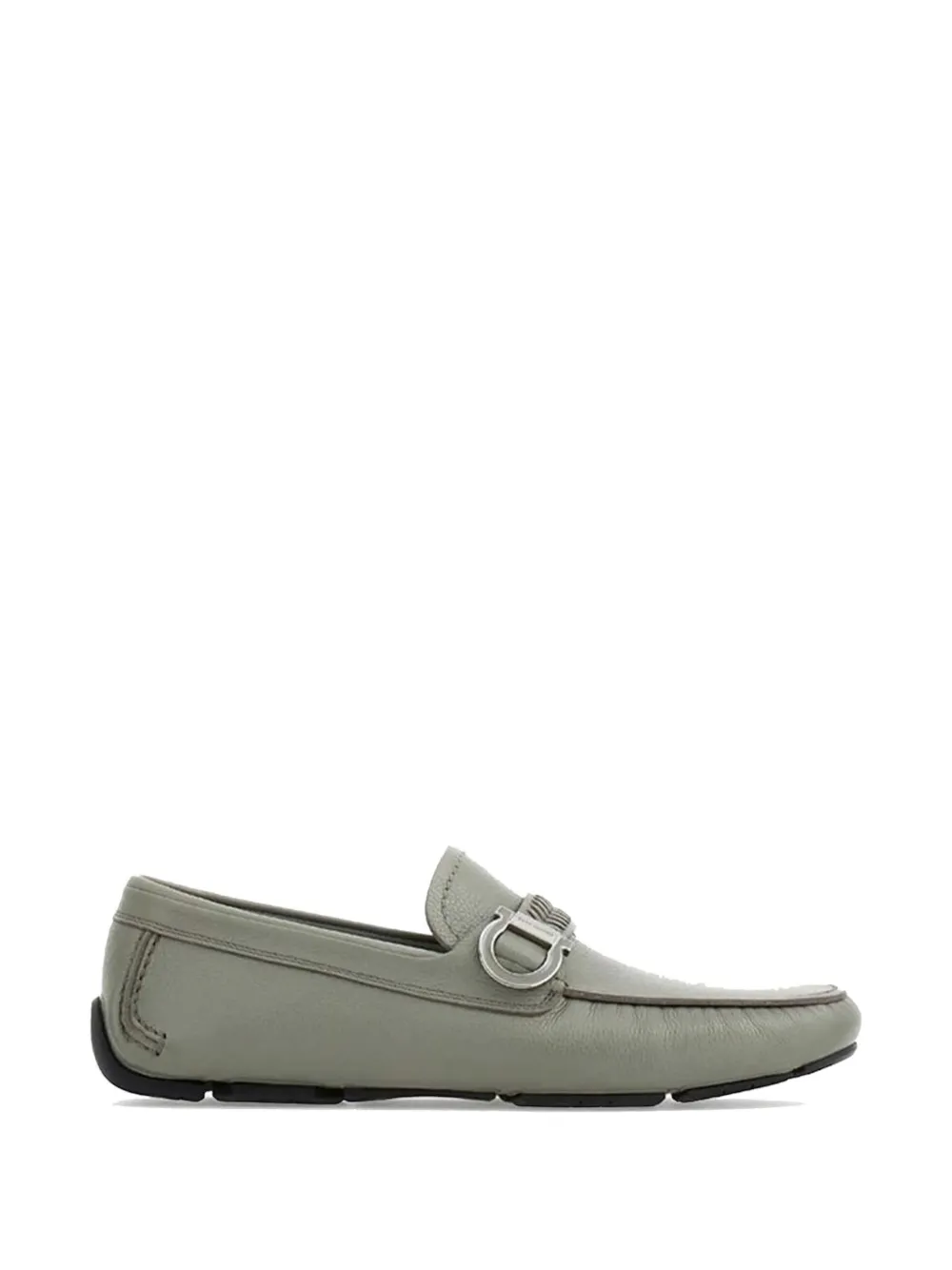 Ferragamo Gancini-plaque braided-strap loafers - Verde