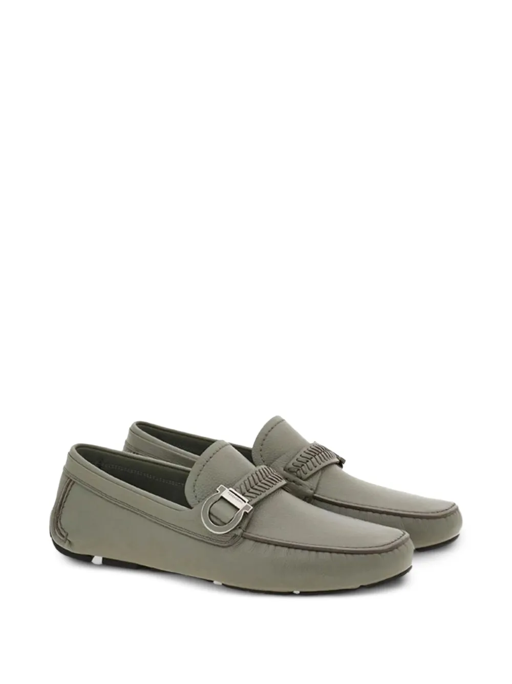 Ferragamo Gancini-plaque braided-strap loafers Groen
