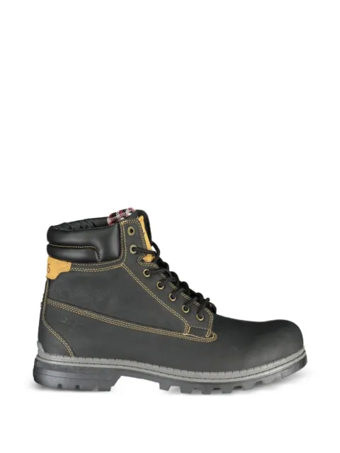 Carrera botas con costuras en contraste y agujetas