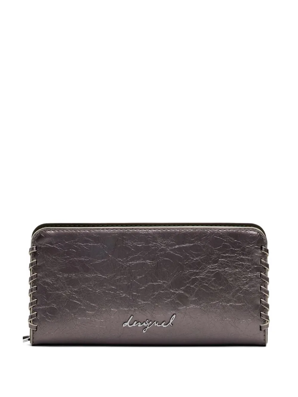 Desigual metallic whipstitch-trim wallet - Grigio