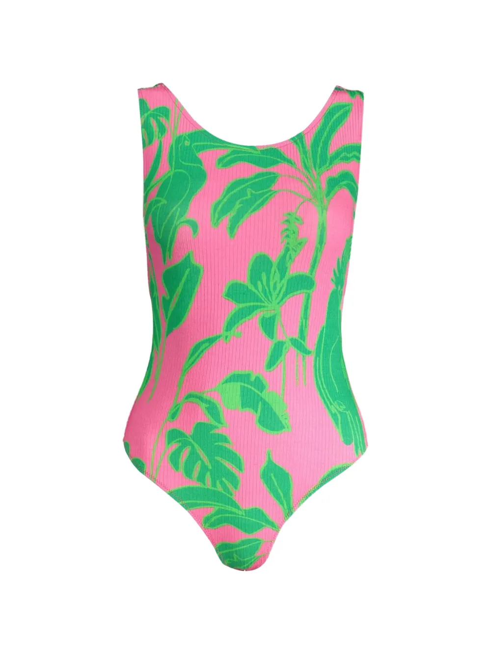 Desigual tropical-print ribbed bodysuit - Rosa