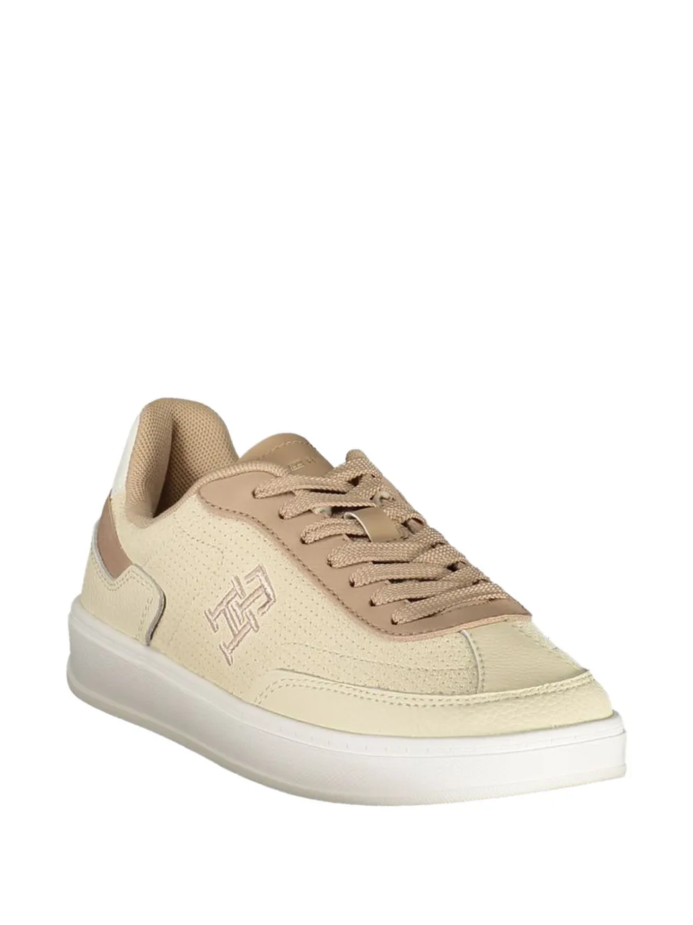 Tommy Hilfiger perforated logo-embroidered sneakers Beige