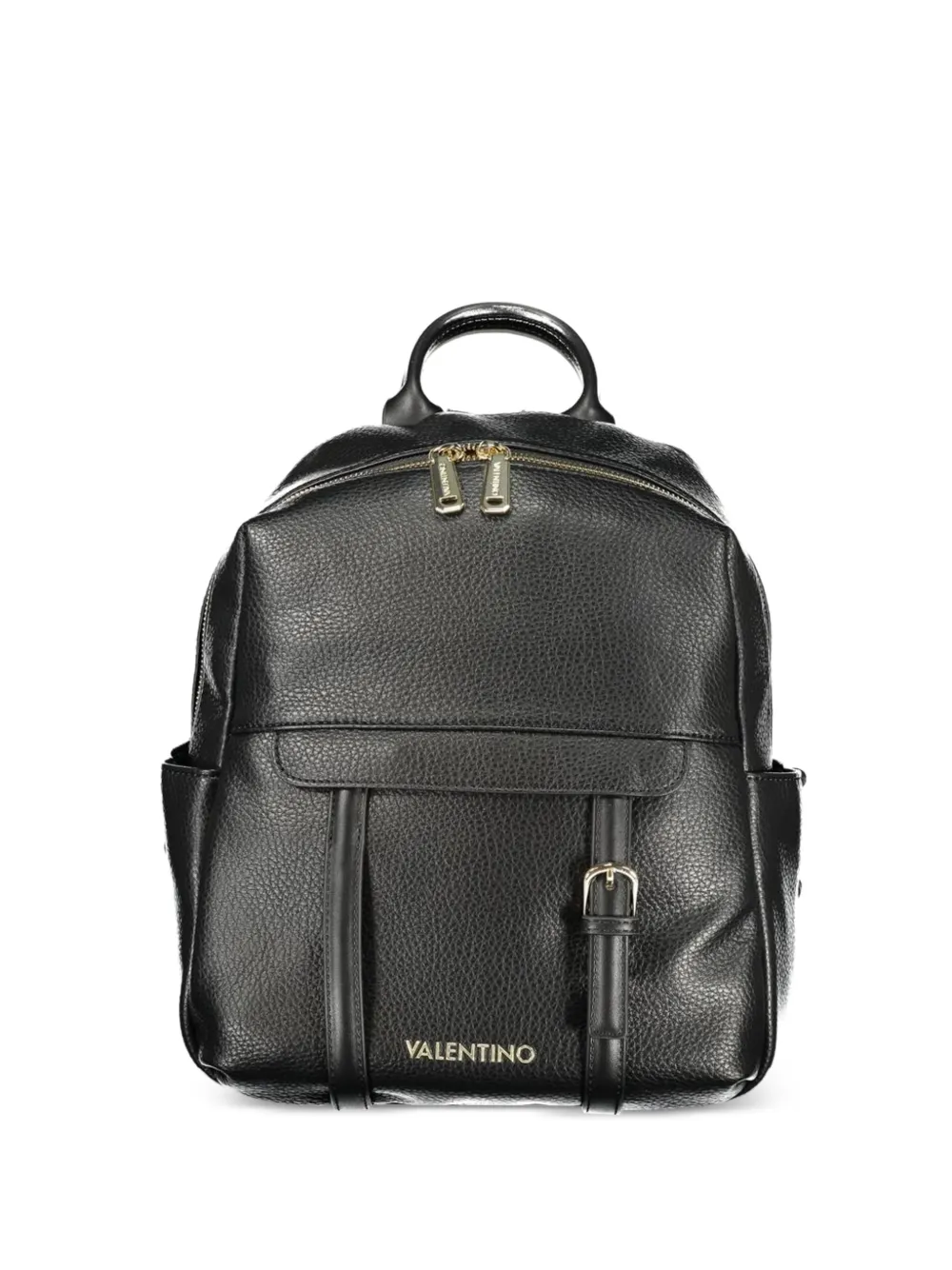 MARIO VALENTINO pebbled buckle-detail backpack - Nero