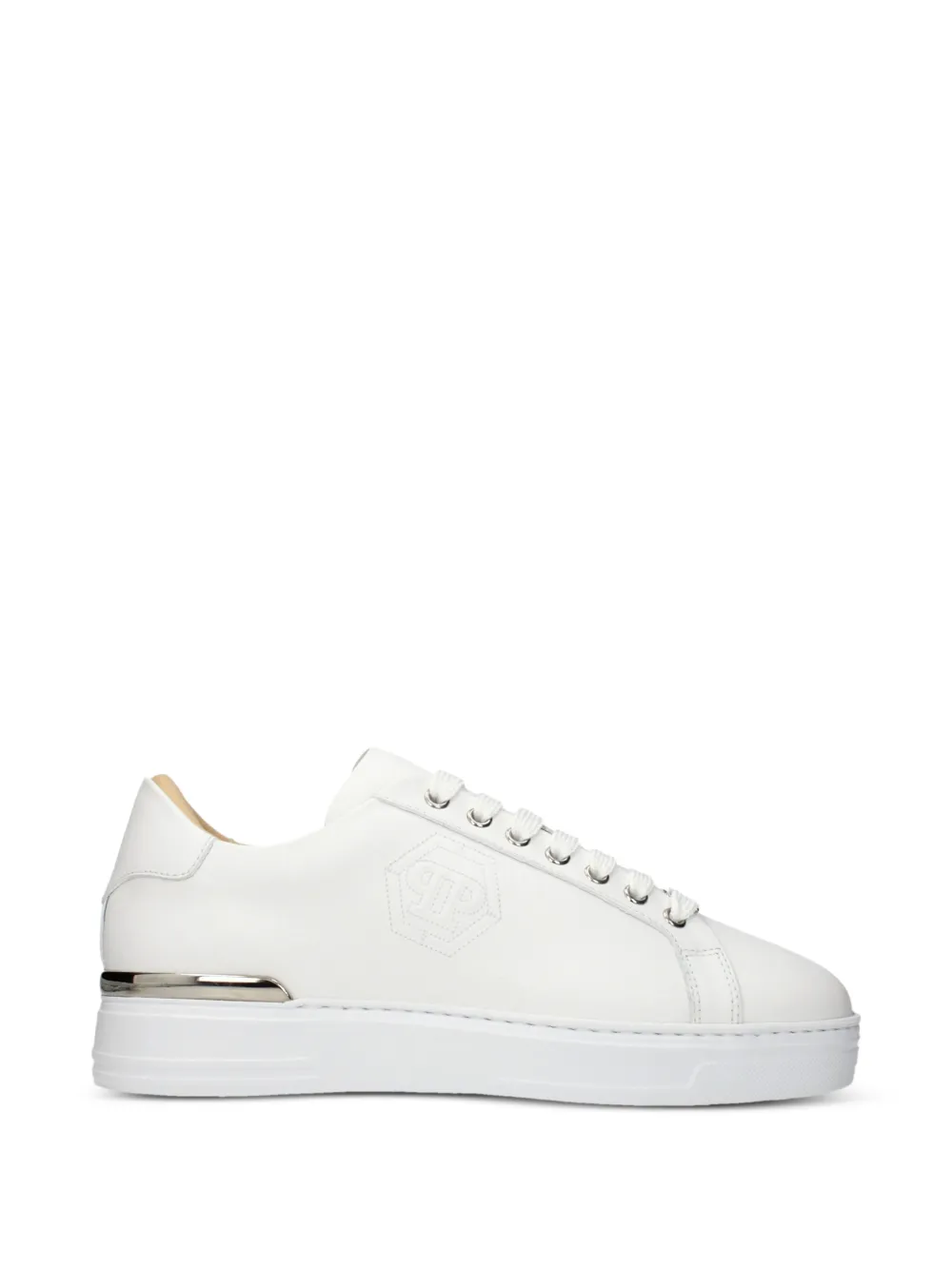 Philipp Plein Hexagon logo-debossed leather sneakers - Bianco