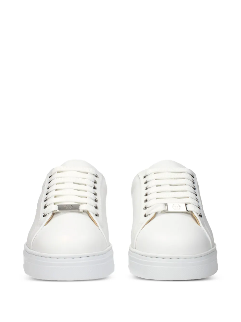 Philipp Plein Hexagon logo-debossed leather sneakers Wit