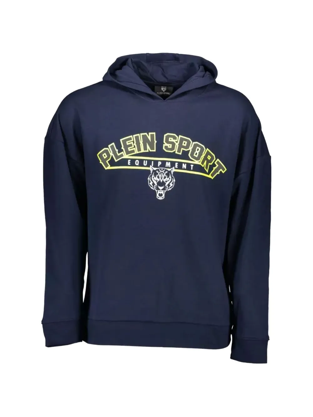 Plein Sport tiger-print logo-patch hoodie - Blu