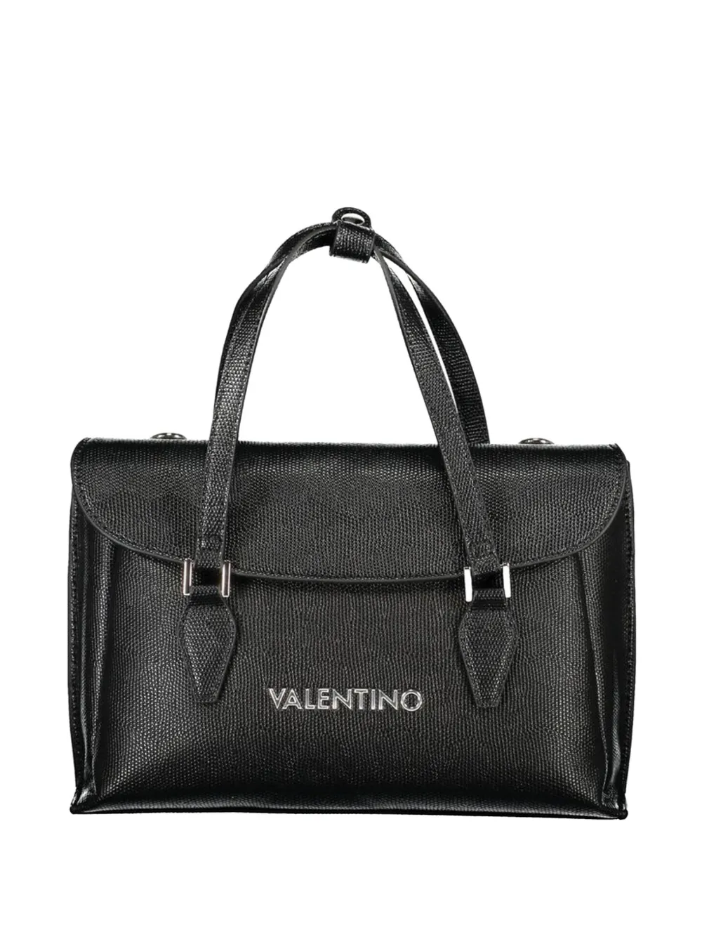 MARIO VALENTINO logo-lettering grained tote bag - Nero