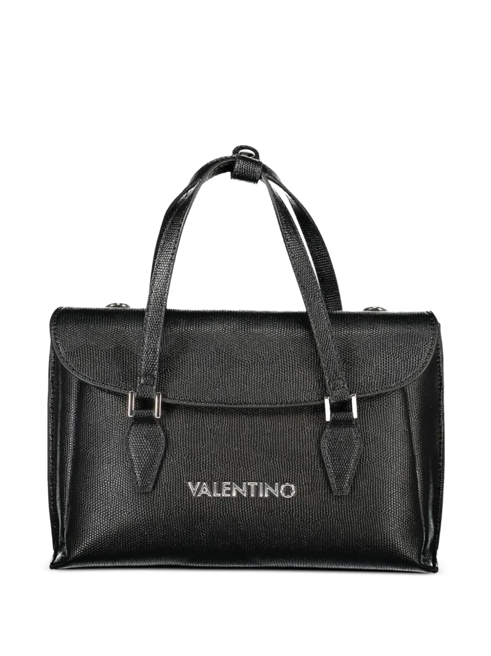 MARIO VALENTINO logo-lettering grained tote bag - Nero