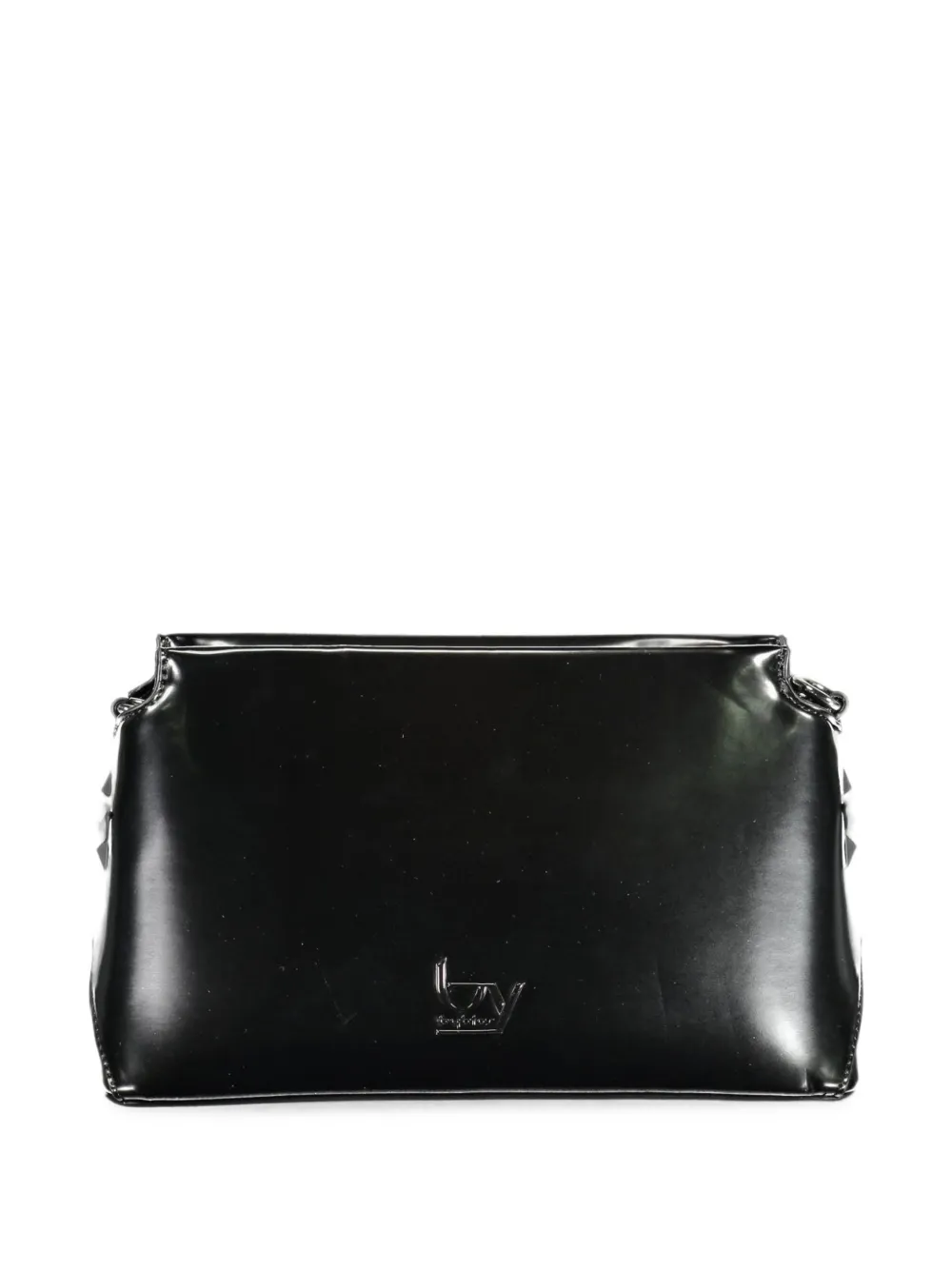 byblos patent-leather star-stud clutch bag