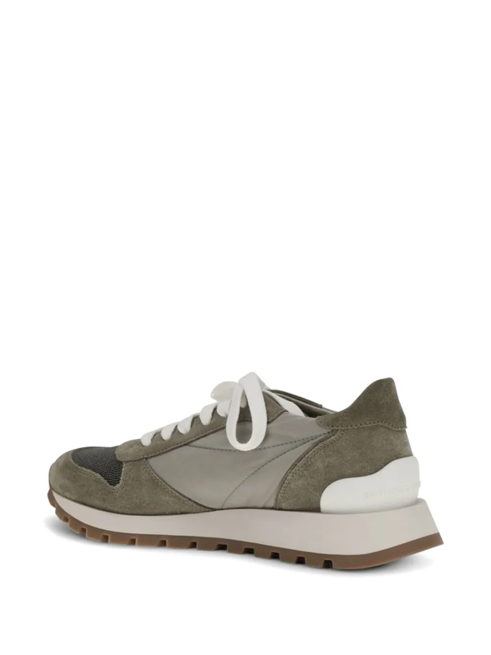 Brunello Cucinelli suede-panelled mesh sneakers Groen