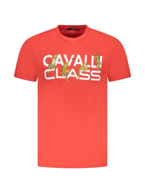 Cavalli Class cheetah-print logo-print T-shirt
