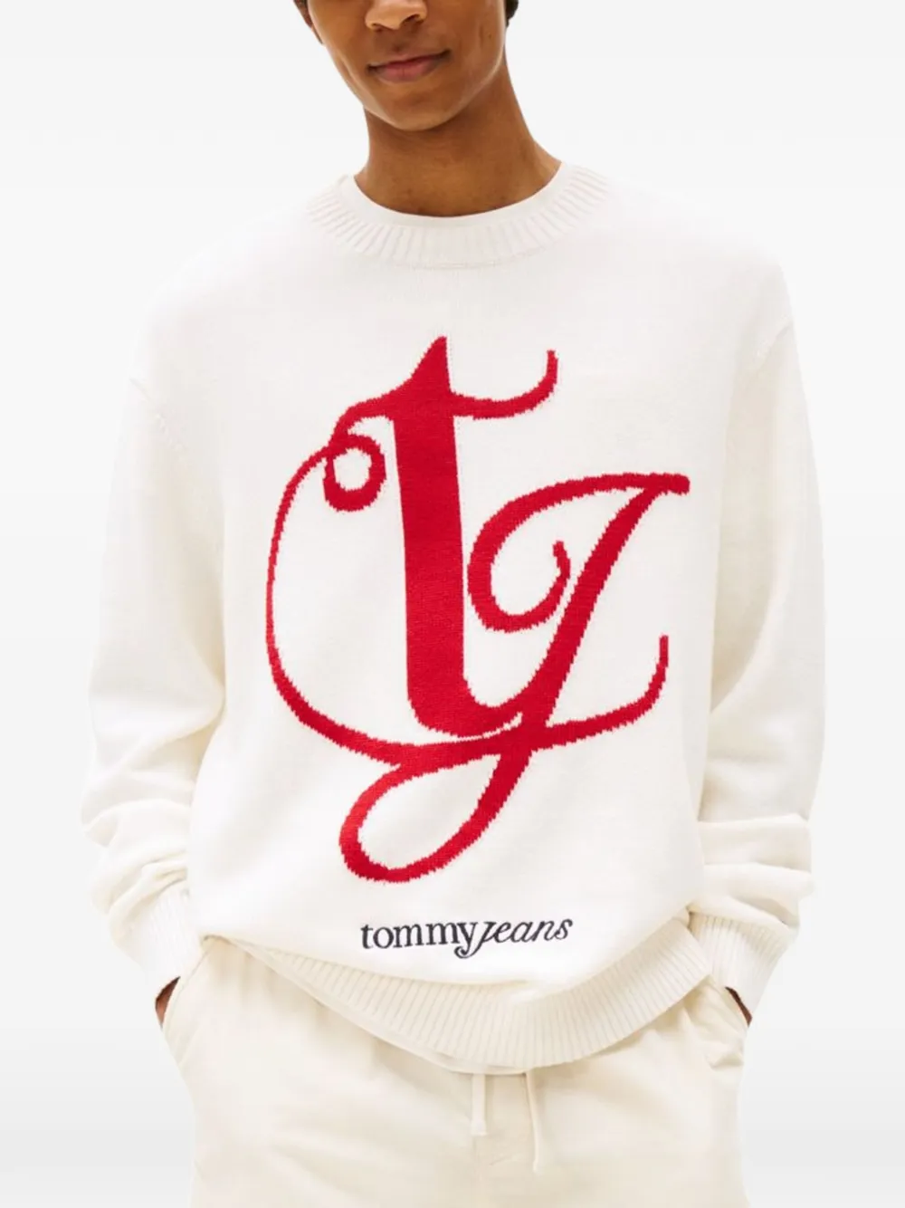 Tommy Jeans Sweater met logo Beige