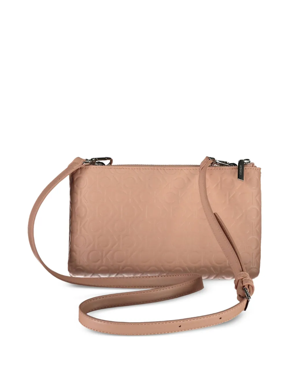 Calvin Klein Crossbodytas met logoplakkaat met reliëf Beige