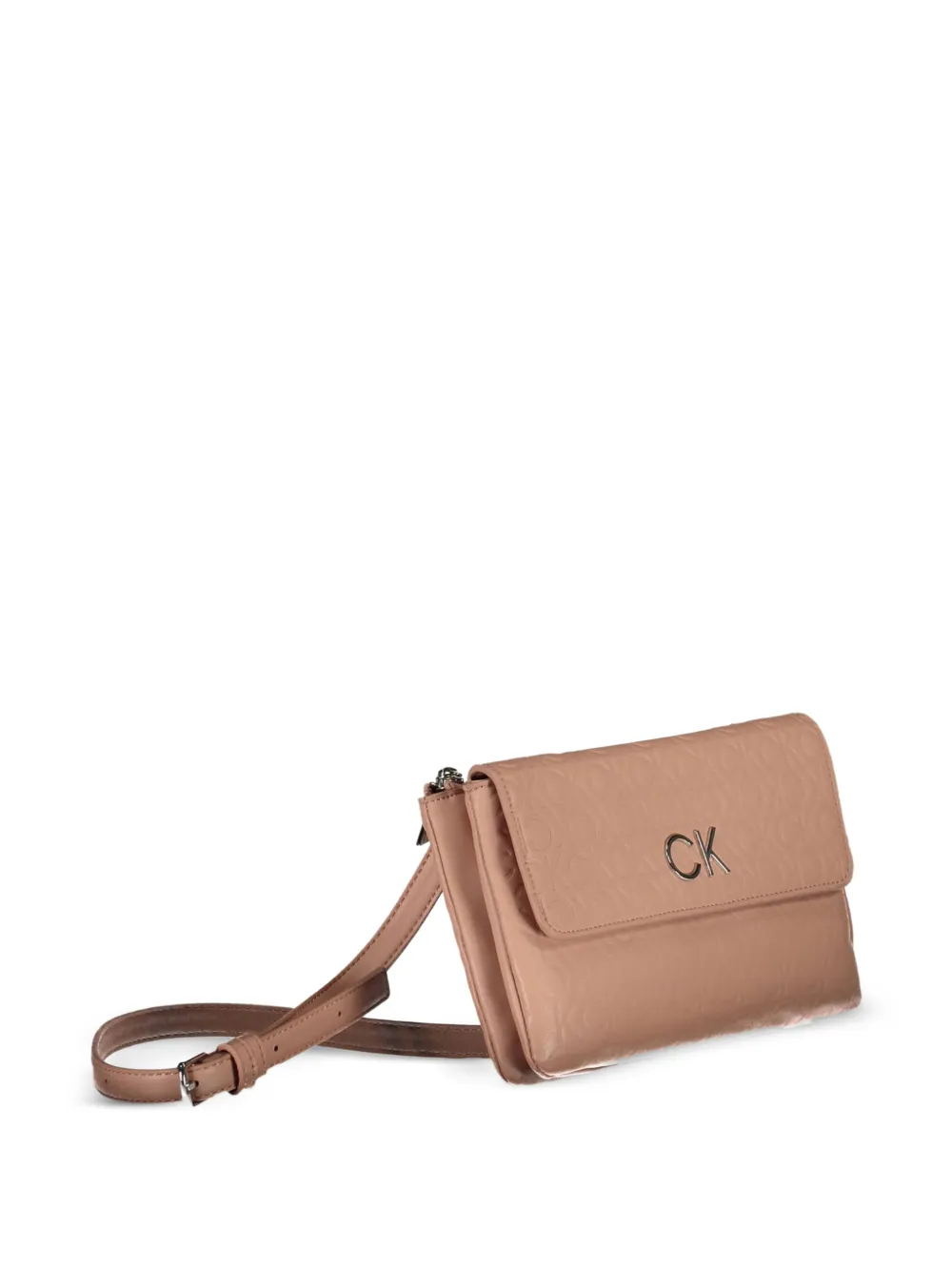 Calvin Klein Crossbodytas met logoplakkaat met reliëf Beige