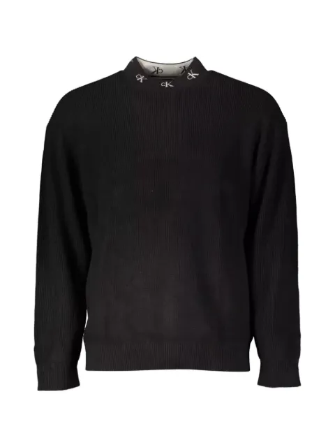 Calvin Klein ribbed-knit logo-neckline sweater