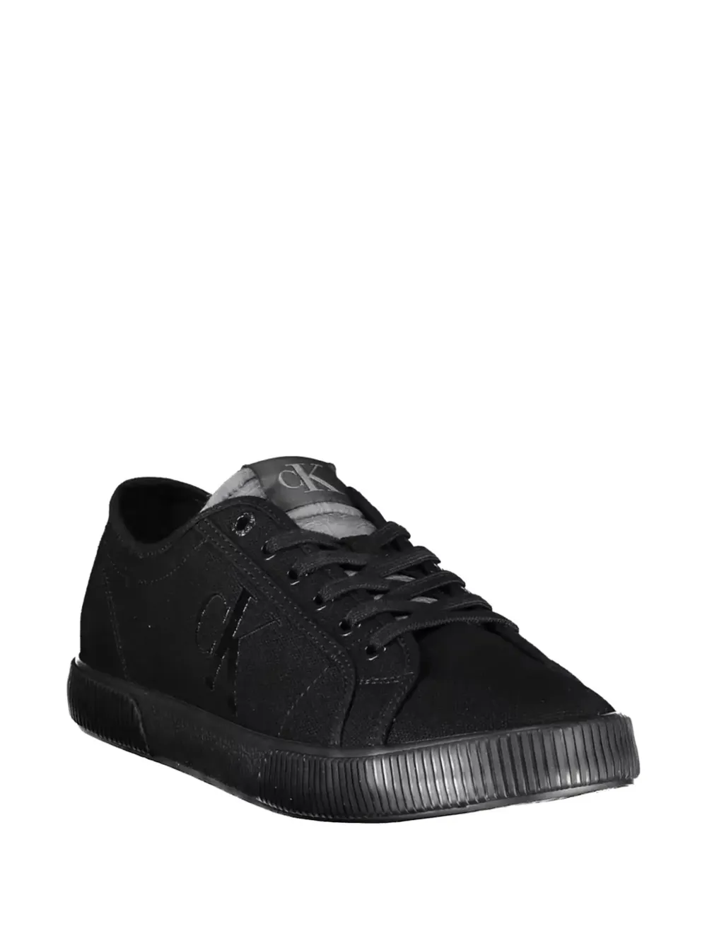 Calvin Klein logo-patch canvas sneakers Zwart