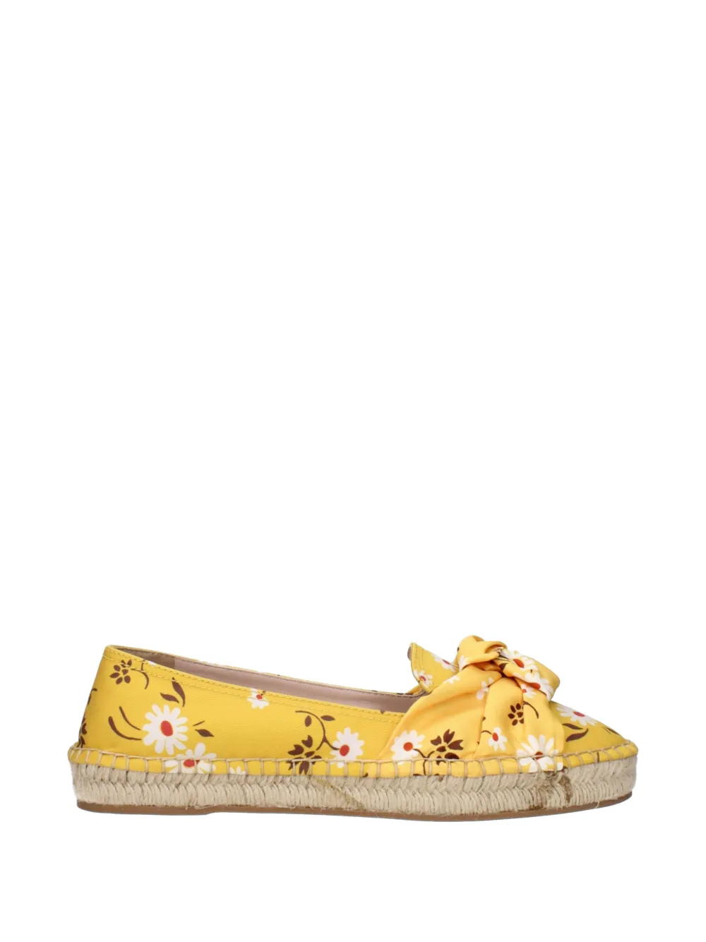 Miu Miu Floral-print Bow-detail Espadrilles In Yellow