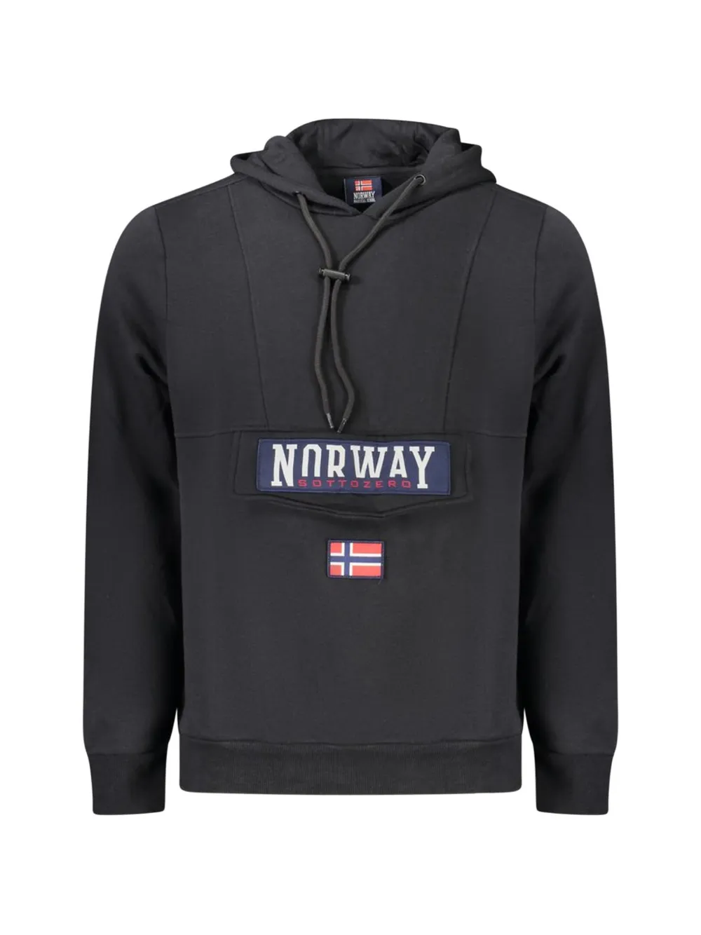 NORWAY 1963 logo-patch flap-pocket hoodie - Nero
