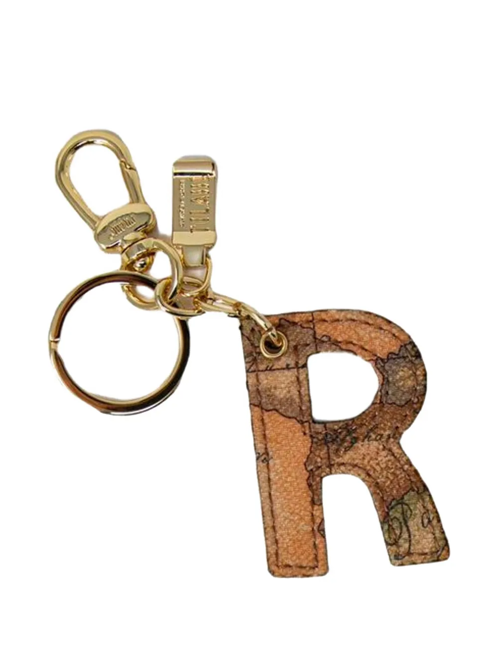 ALVIERO MARTINI 1° CLASSE Geo Map leather keychain - Toni neutri