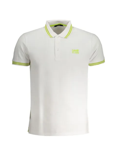 Cavalli Class embroidered-logo striped-trim polo shirt