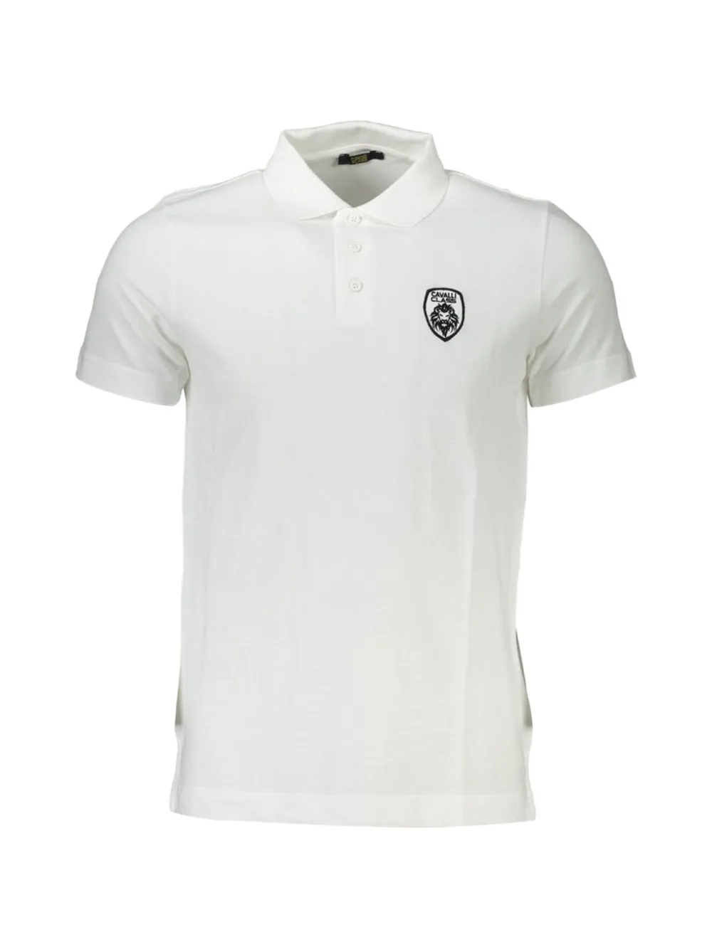 Cavalli Class logo-patch cotton polo shirt - Bianco