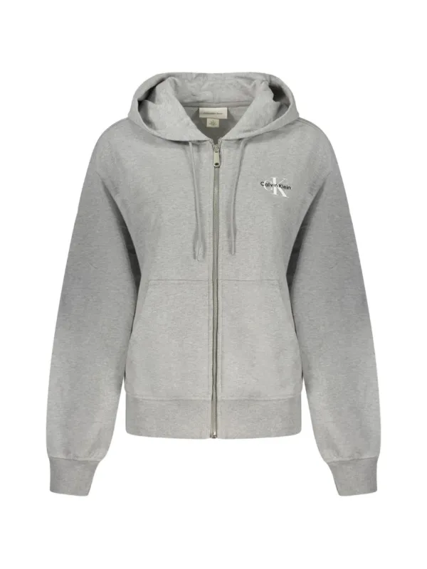 Calvin Klein Logo-print Zip-up Hoodie in Grey