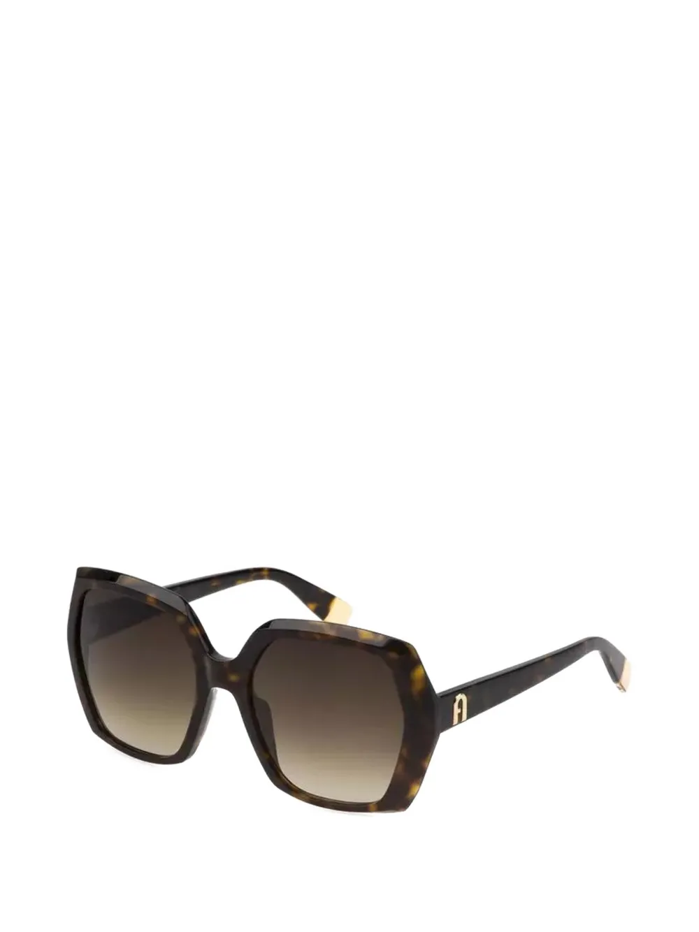 Furla tortoise-shell geometric-frame sunglasses - Braun
