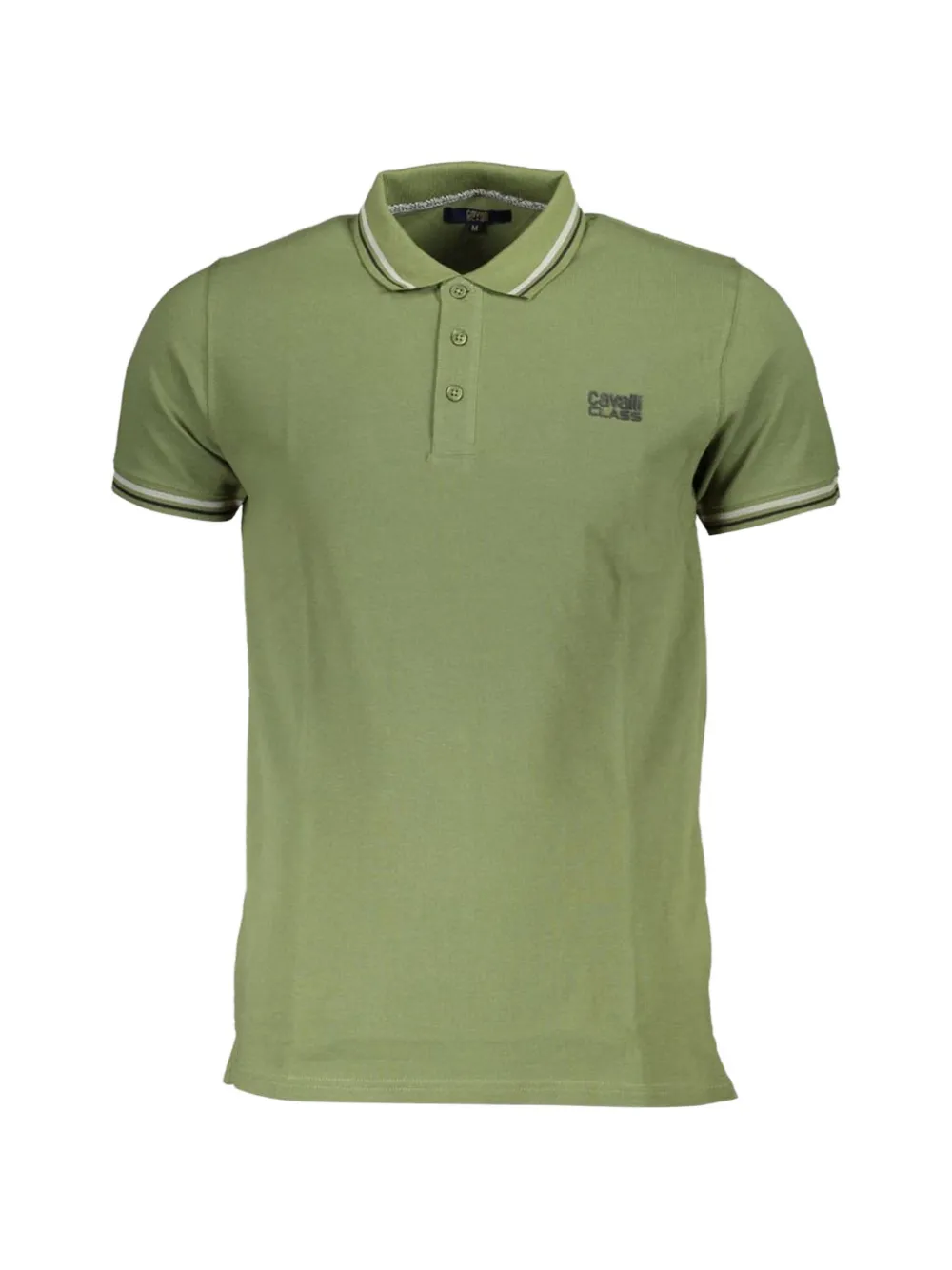 Cavalli Class stripe-trim embroidered polo shirt - Verde