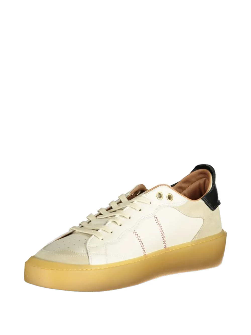 Blauer logo-patch panelled sneakers Beige