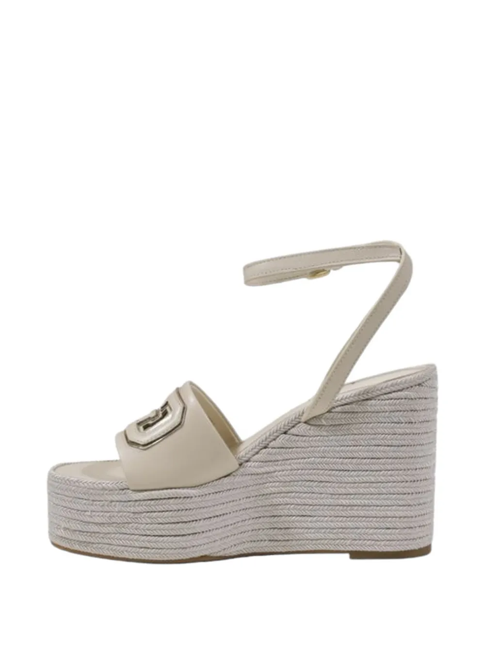 GUESS USA logo-plaque platform wedge sandals Beige