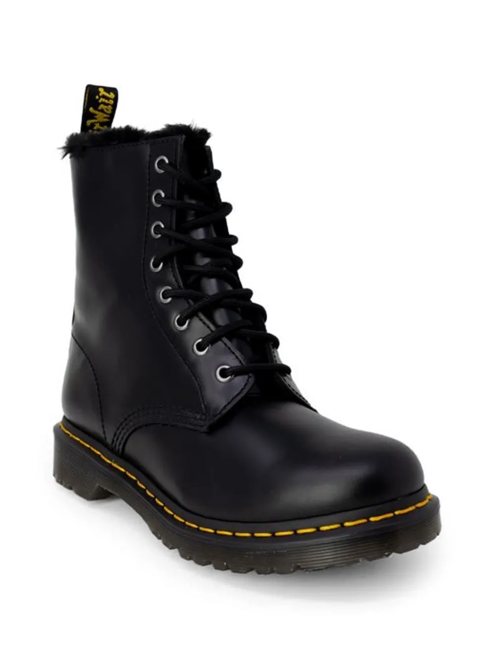 Dr Martens 1460 Serena faux-fur-trim combat boots Zwart