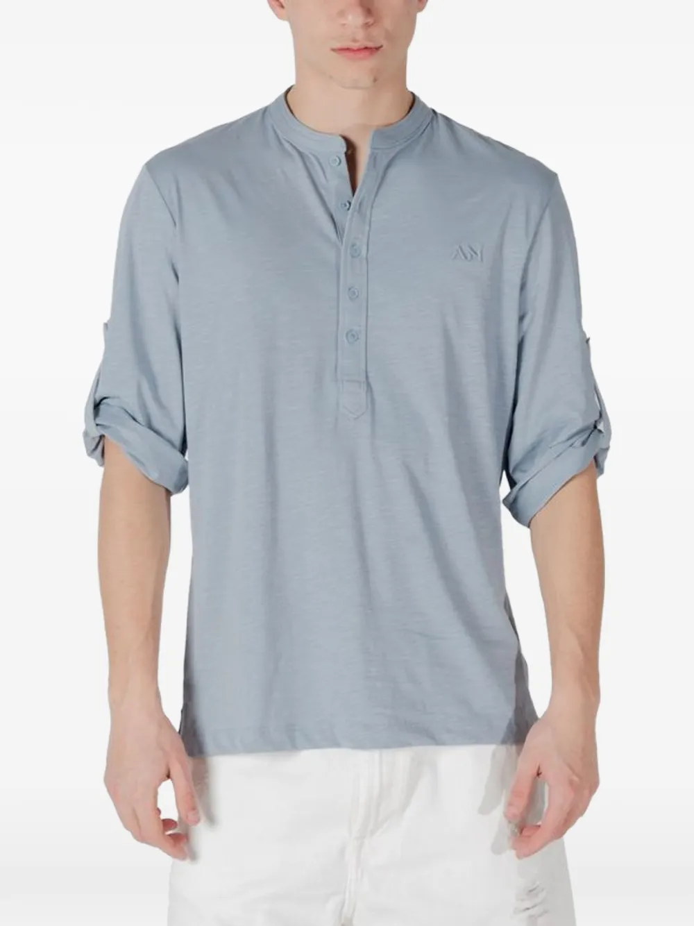 Antony Morato Logo-embroidered Buttoned Top In Blue