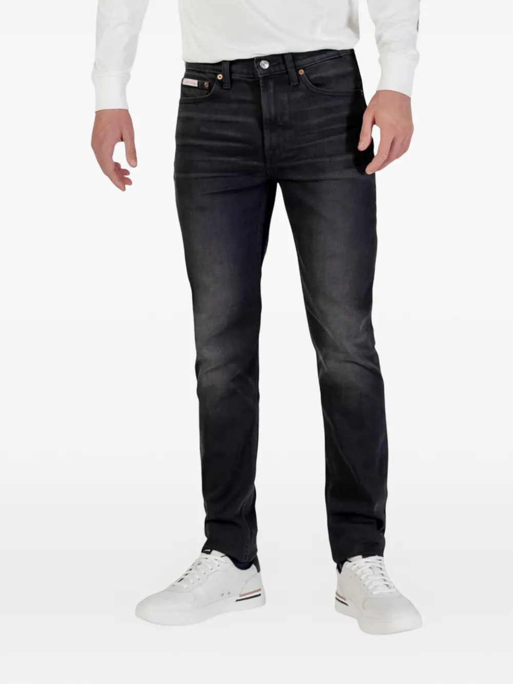Calvin Klein Jeans whiskered-faded skinny jeans - Nero