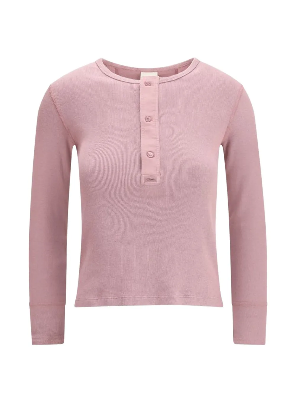 Chloé Ribbed Button-fastening T-shirt In Pink