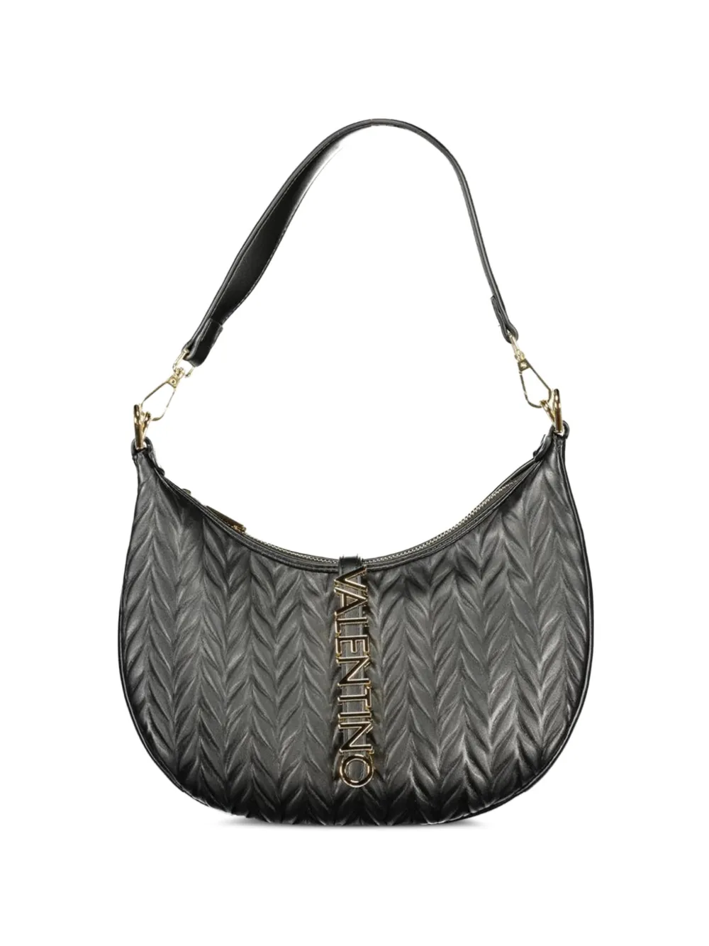 MARIO VALENTINO chevron-quilted logo-lettering shoulder bag - Nero