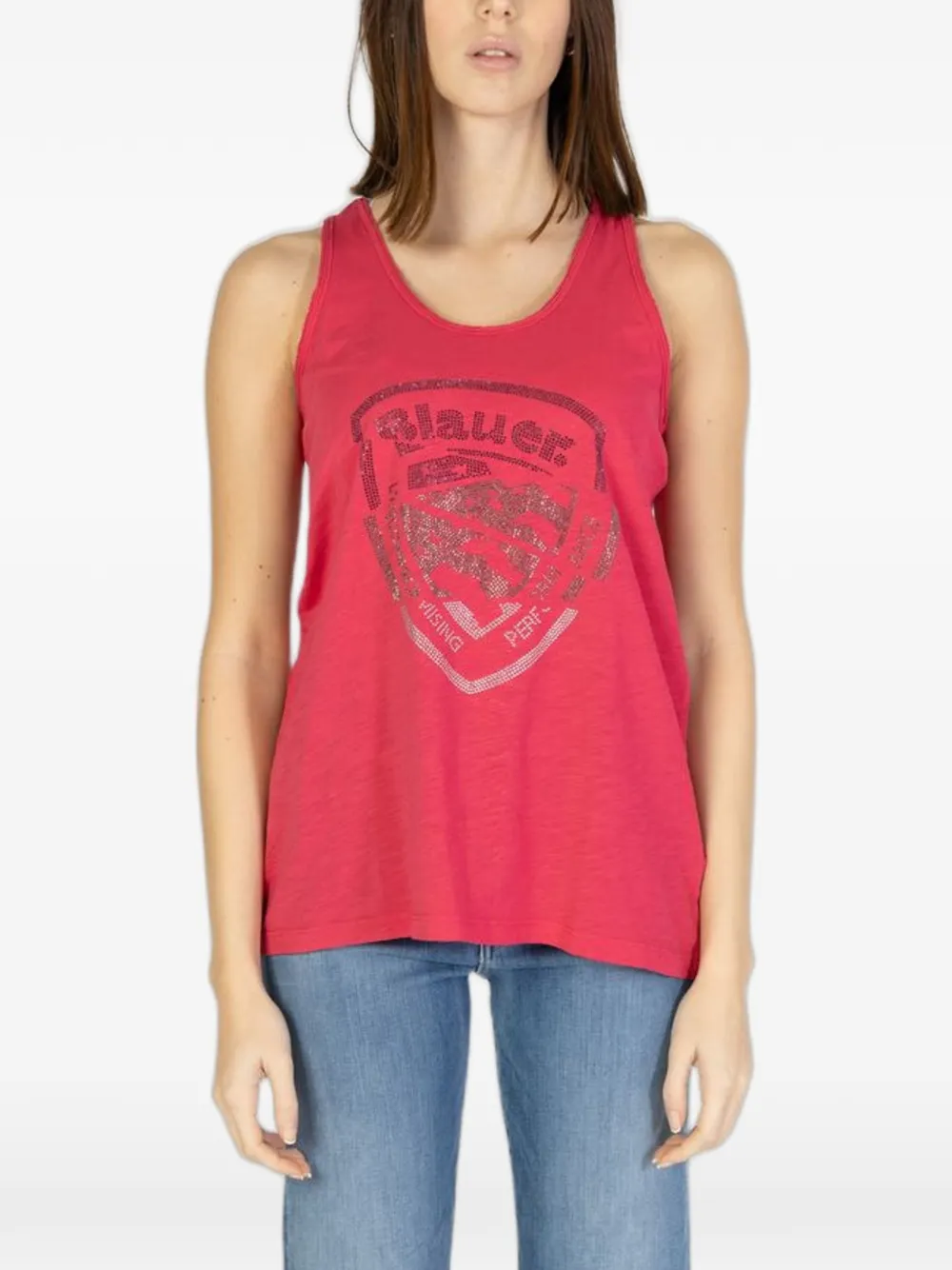 Blauer rhinestone-embellished tank top - Rosso