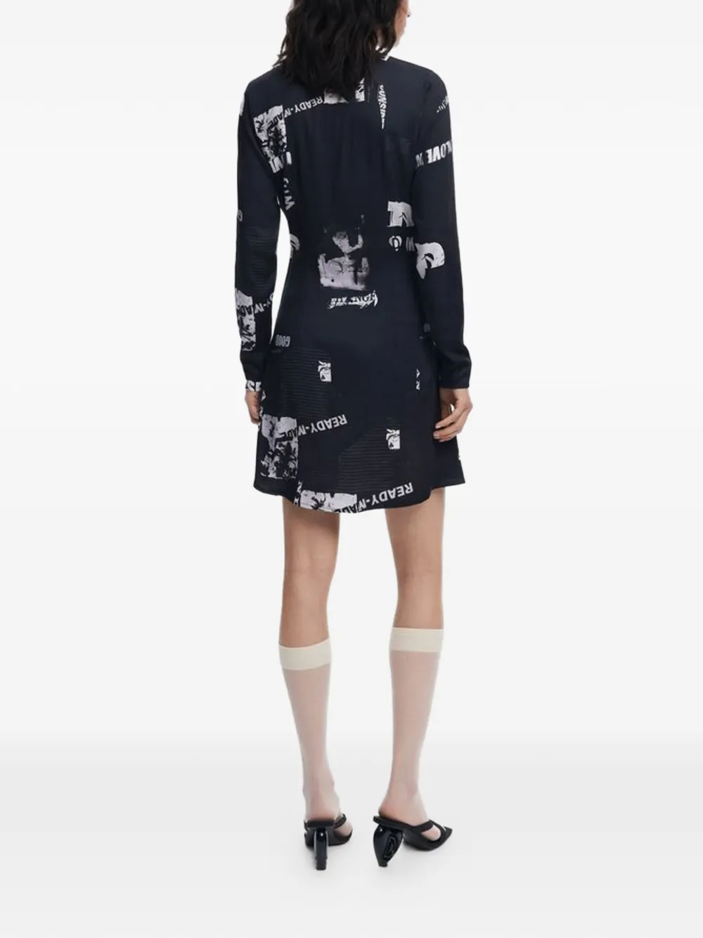 Desigual Mini-jurk met krantenprint Zwart