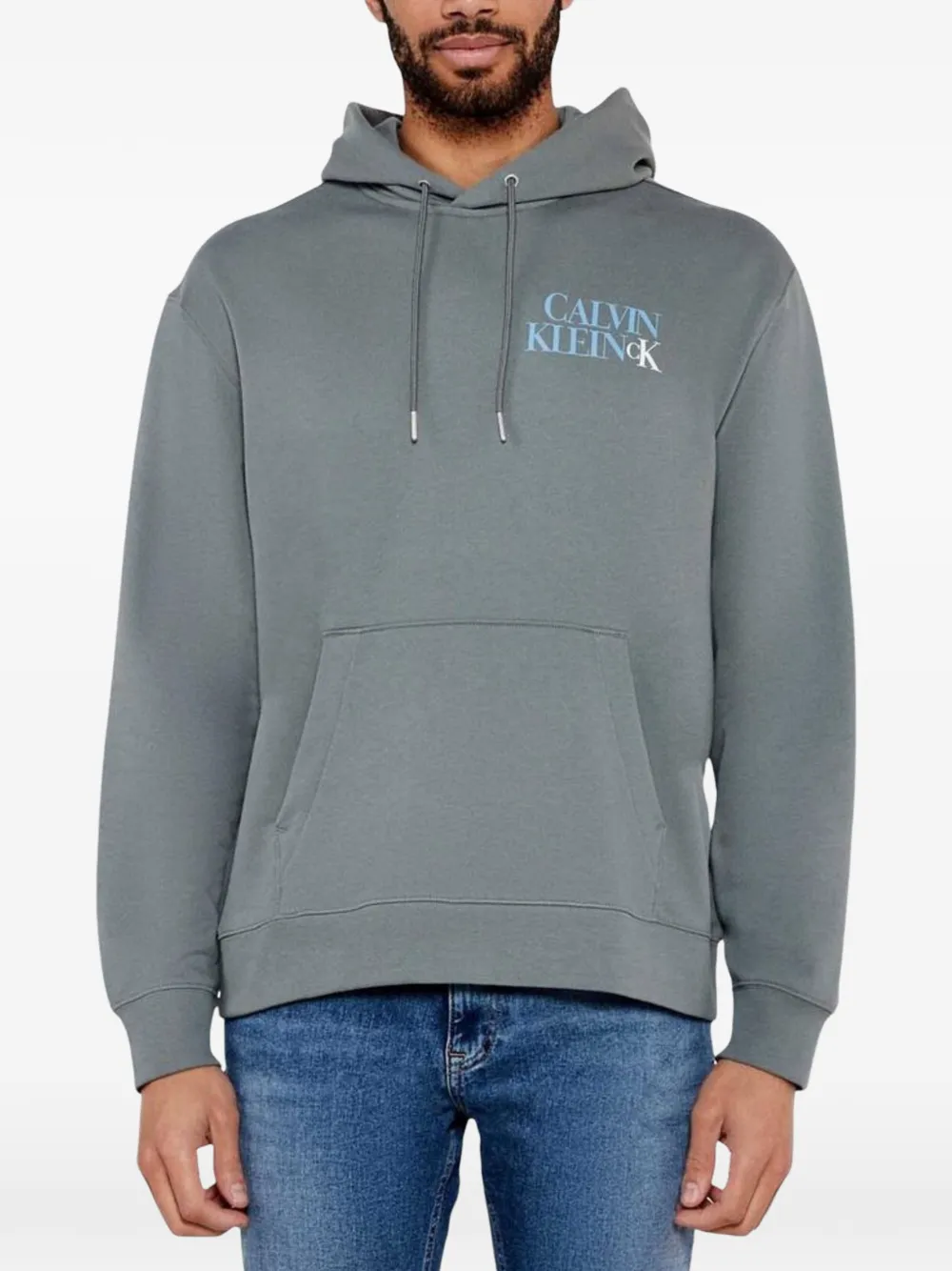Calvin Klein Jeans logo-print drawstring hoodie - Grigio