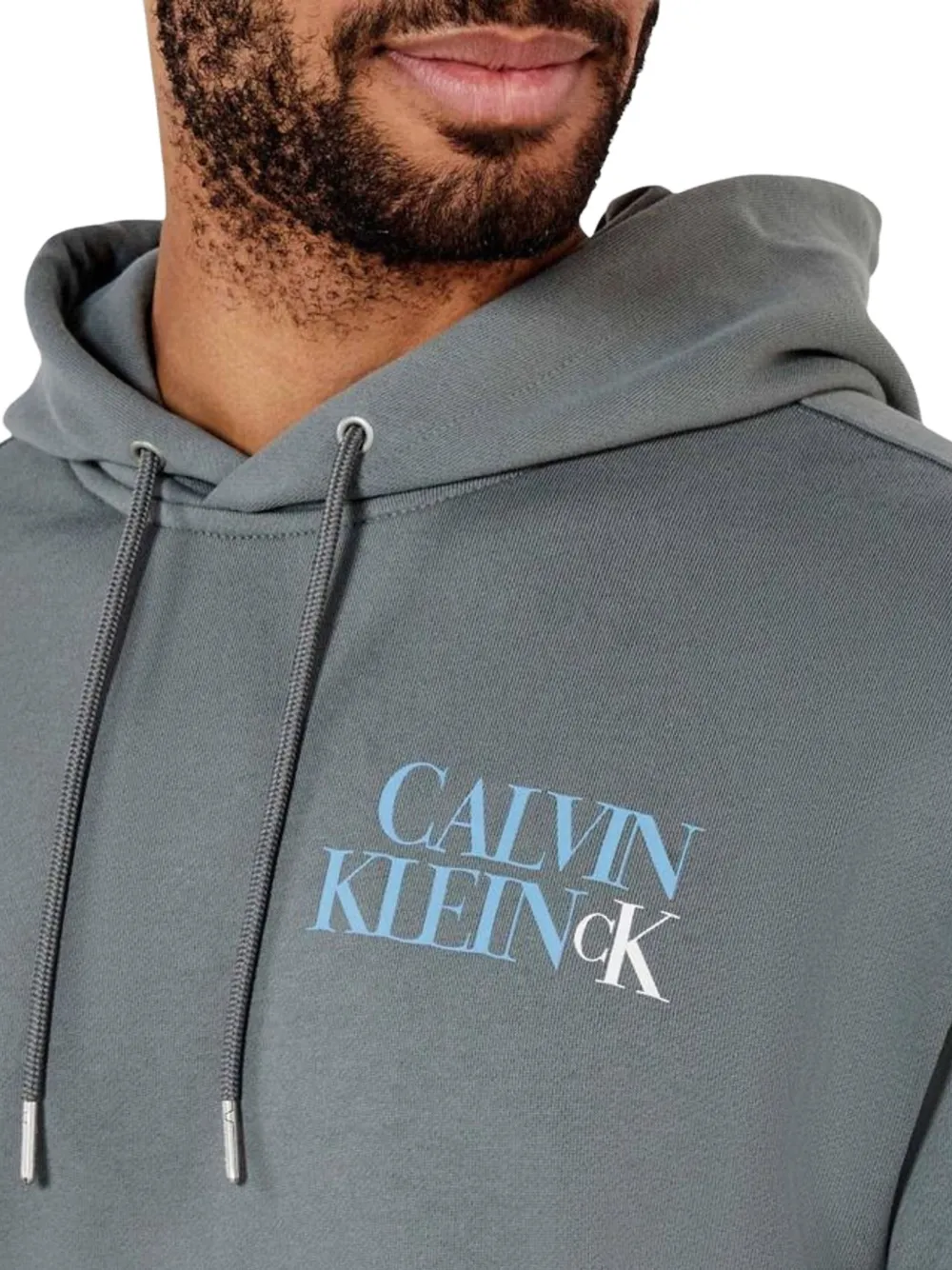 Calvin Klein Jeans Hoodie met logoprint en trekkoord Grijs