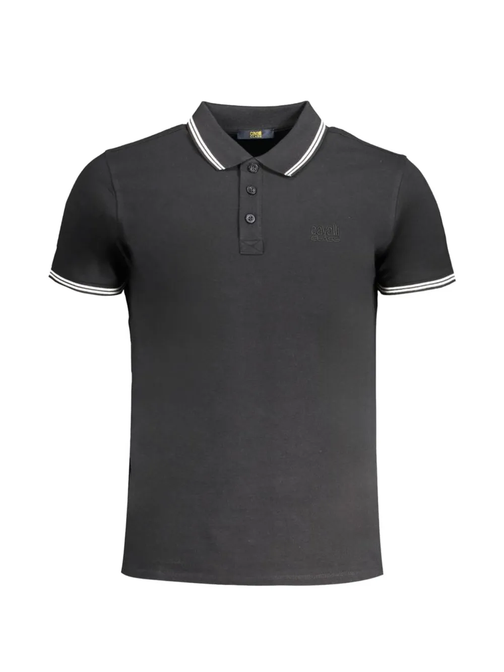 Cavalli Class embroidered-logo tipped polo shirt - Nero