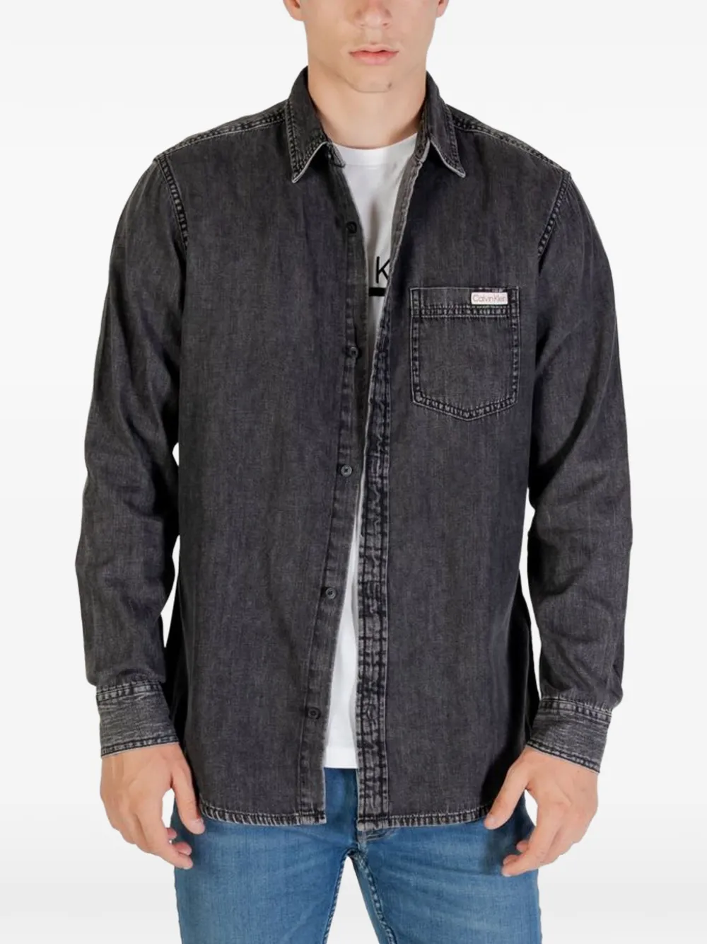 Calvin Klein Jeans washed-denim shirt - Schwarz