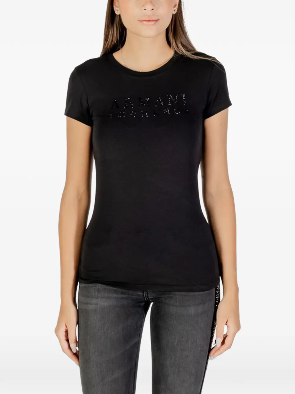 Armani Exchange rhinestone-embellished T-shirt - Nero