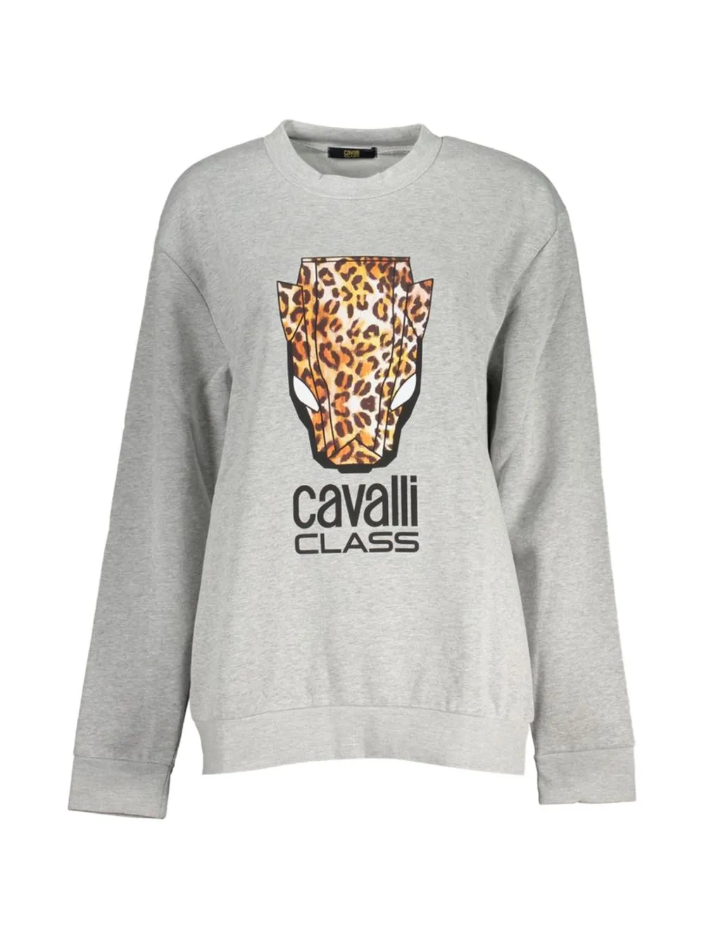 Cavalli Class leopard-print logo sweatshirt - Grigio