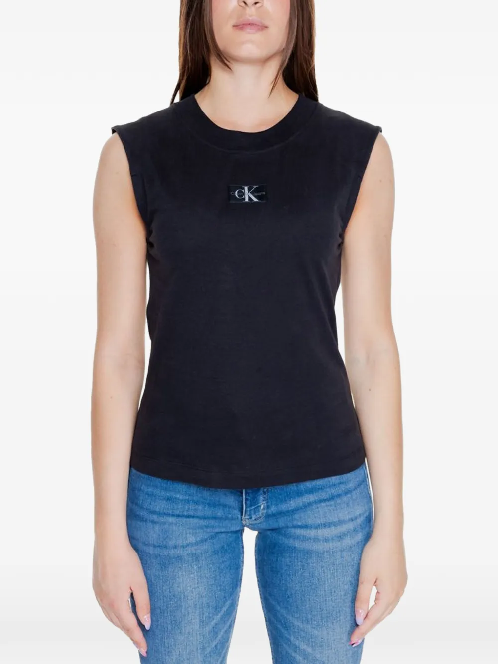 Calvin Klein Jeans logo-patch sleeveless T-shirt - Nero