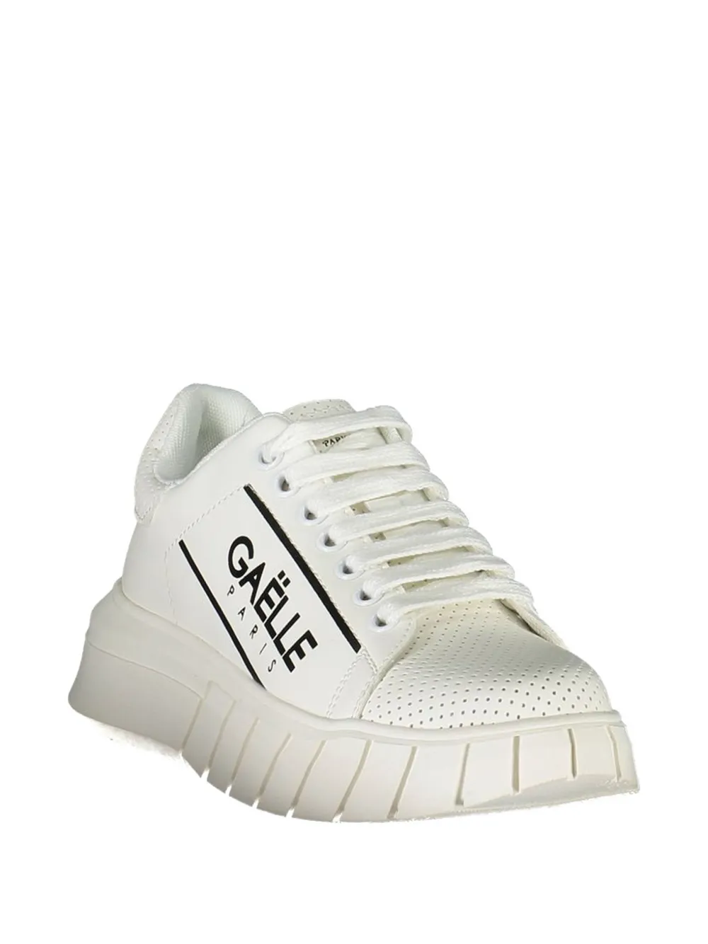 Gaelle logo-print perforated sneakers Wit