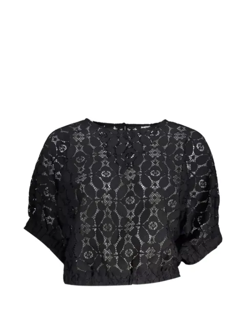 Desigual floral-lace cropped top