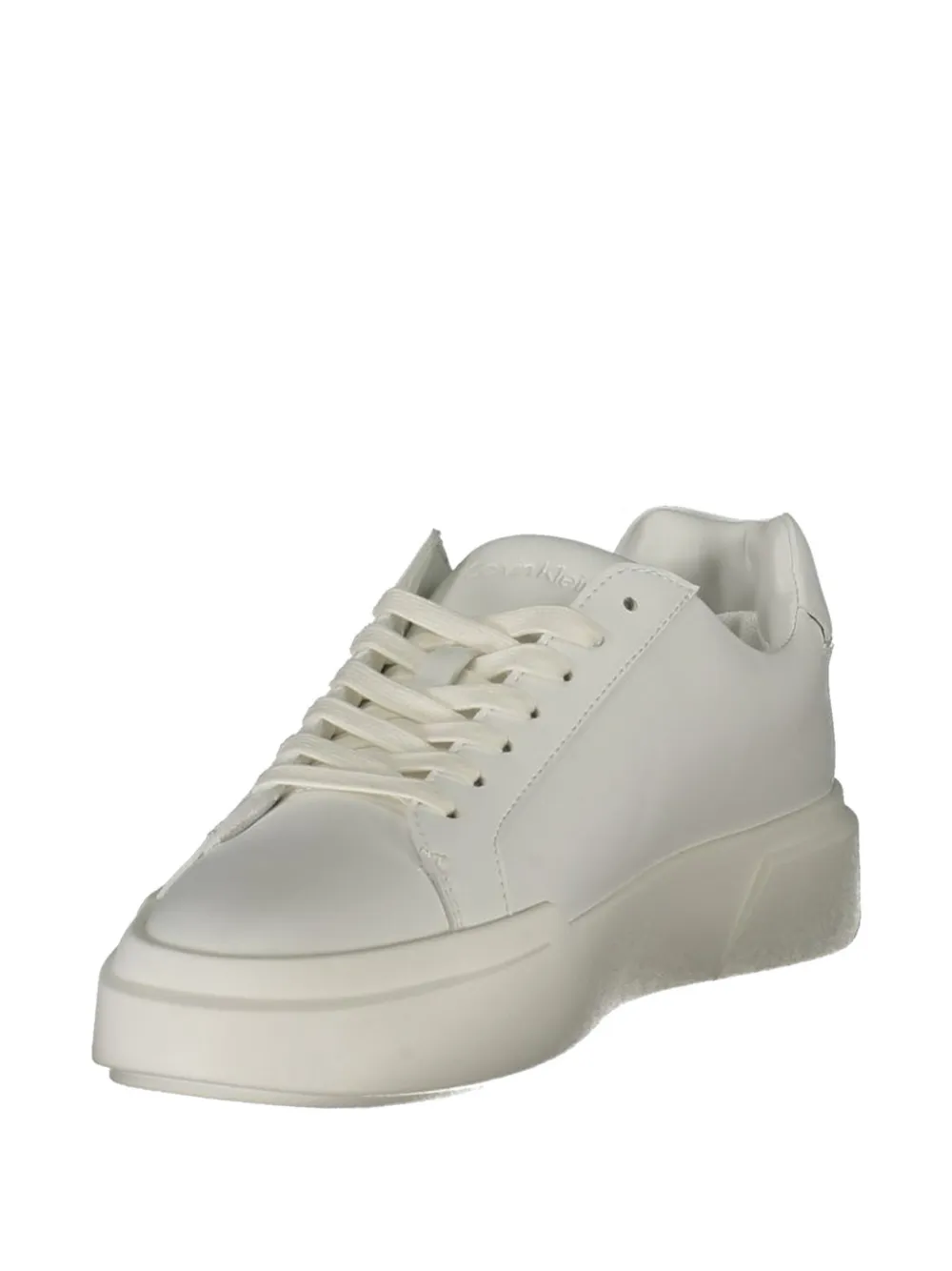 Calvin Klein logo-print leather sneakers Wit