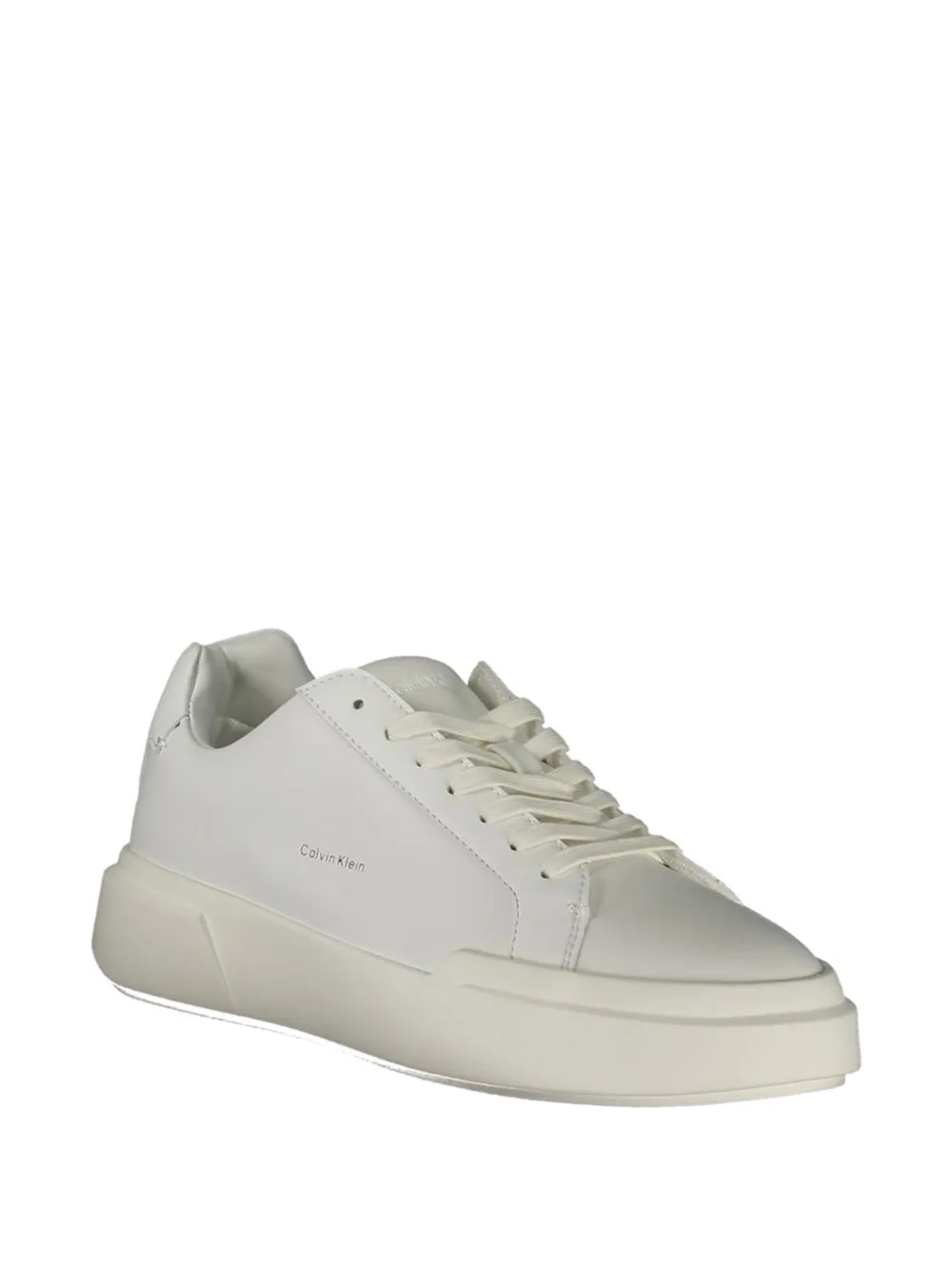 Calvin Klein logo-print leather sneakers Wit
