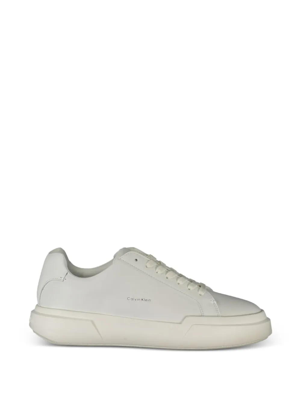 Calvin Klein logo-print leather sneakers - Weiß
