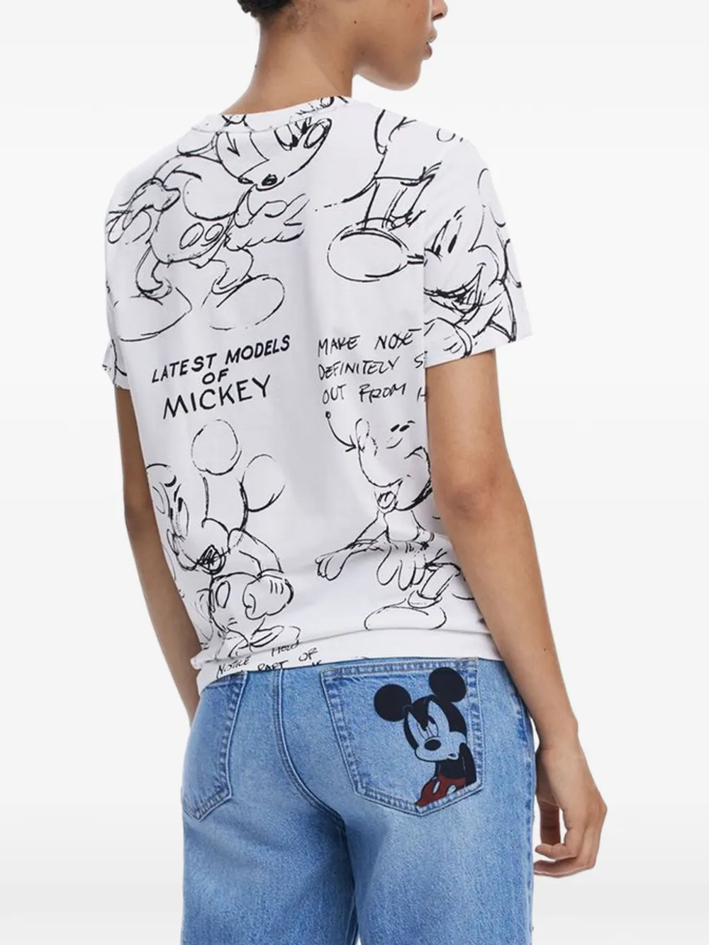 Desigual x Mickey Mouse T-shirt met print Wit